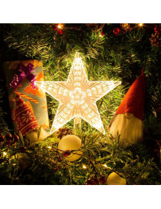 Estrella Decorativa para Árbol de Navidad LAWOHO 22 cm Luz Cálida 2