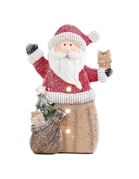 Estatua de Santa Claus con luces LED 25.4 cm Smadeer