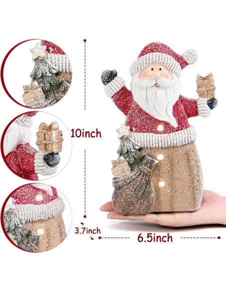 Estatua de Santa Claus con luces LED 25.4 cm Smadeer