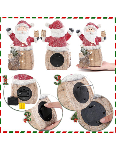 Estatua de Santa Claus con luces LED 25.4 cm Smadeer