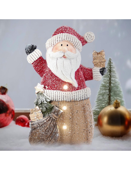 Estatua de Santa Claus con luces LED 25.4 cm Smadeer