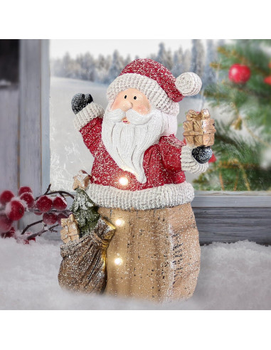 Estatua de Santa Claus con luces LED 25.4 cm Smadeer
