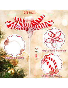 Bucherry 12 Adornos de Bastón de Caramelo de Seda para Navidad 2