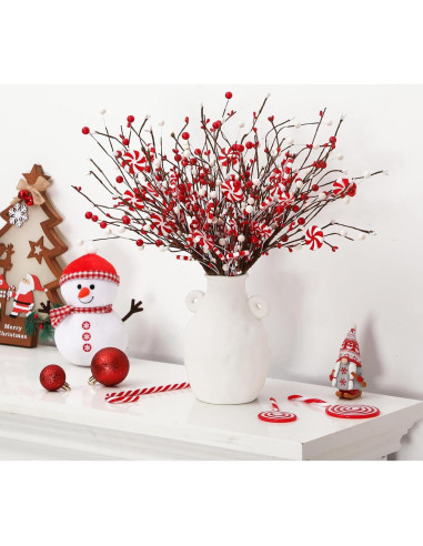 8 Adornos de Bastones de Caramelo CraftyDream para Navidad