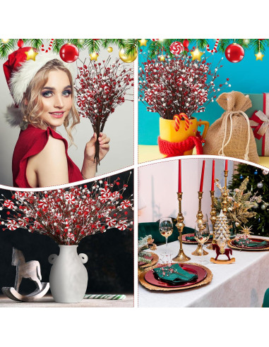 8 Adornos de Bastones de Caramelo CraftyDream para Navidad