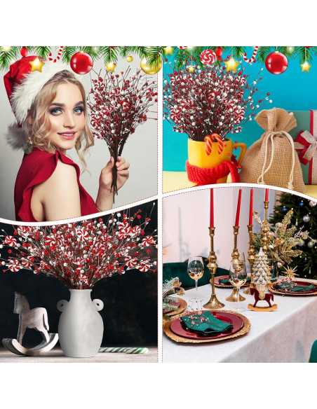 8 Adornos de Bastones de Caramelo CraftyDream para Navidad