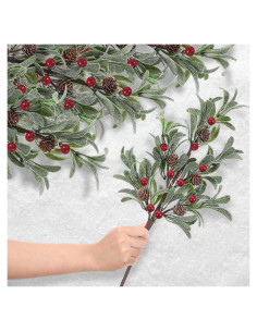 6 Ramas Artificiales de Muérdago Solsew 43.9 cm Decoración Navidad