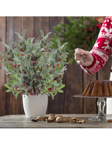 6 Ramas Artificiales de Muérdago Solsew 43.9 cm Decoración Navidad