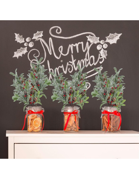 6 Ramas Artificiales de Muérdago Solsew 43.9 cm Decoración Navidad