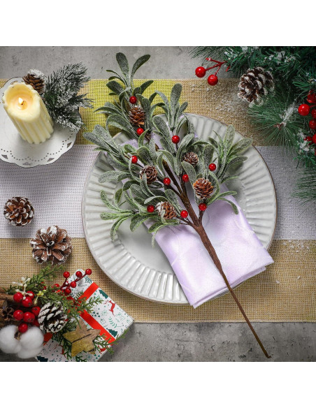 6 Ramas Artificiales de Muérdago Solsew 43.9 cm Decoración Navidad