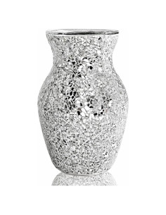 Jarrón de Vidrio Mosaico Plateado HMRCYTE 19.94 cm