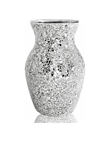 Jarrón de Vidrio Mosaico Plateado HMRCYTE 19.94 cm
