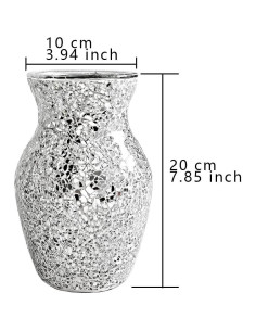 Jarrón de Vidrio Mosaico Plateado HMRCYTE 19.94 cm 2