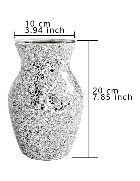 Jarrón de Vidrio Mosaico Plateado HMRCYTE 19.94 cm