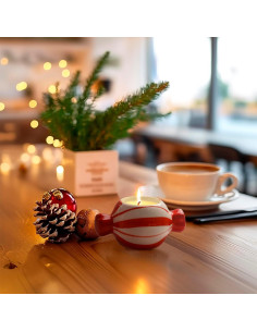 Soportes de Velas de Cerámica DIF DECO 2 Pcs Rojo Verde 3.81 cm 2