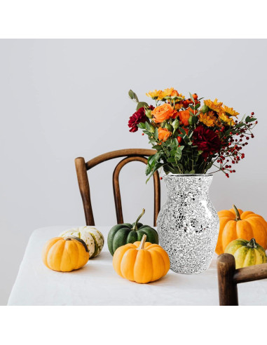 Jarrón de Vidrio Mosaico Plateado HMRCYTE 19.94 cm