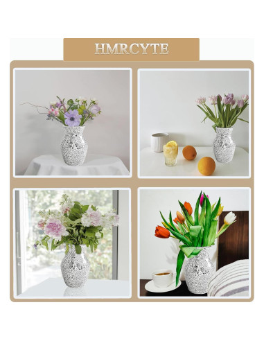 Jarrón de Vidrio Mosaico Plateado HMRCYTE 19.94 cm