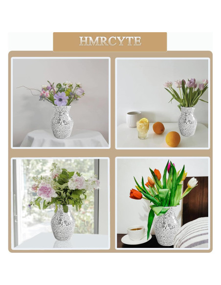 Jarrón de Vidrio Mosaico Plateado HMRCYTE 19.94 cm