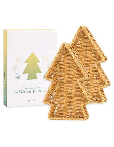 Cesta de Mimbre Navidad myHomeBody Set de 2 Beige 28.4x19.1cm