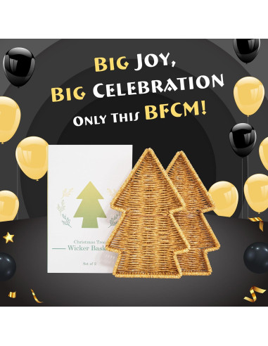 Cesta de Mimbre Navidad myHomeBody Set de 2 Beige 28.4x19.1cm