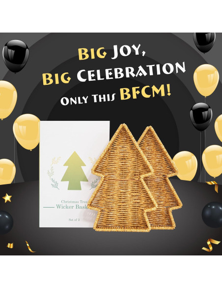 Cesta de Mimbre Navidad myHomeBody Set de 2 Beige 28.4x19.1cm