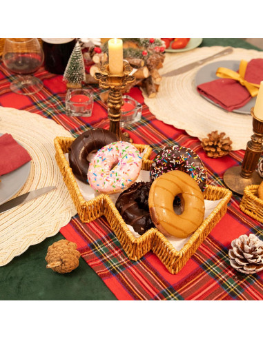 Cesta de Mimbre Navidad myHomeBody Set de 2 Beige 28.4x19.1cm