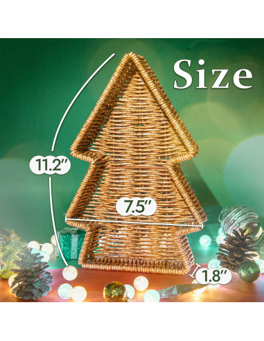 Cesta de Mimbre Navidad myHomeBody Set de 2 Beige 28.4x19.1cm