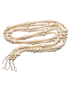 Guirnalda de Cuentas de Madera Natural 2PCS 4.4m Abitoncc