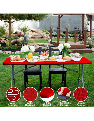 Mantel Ajustado de Poliéster Rojo 243.84x76.2 cm Shamrock Home