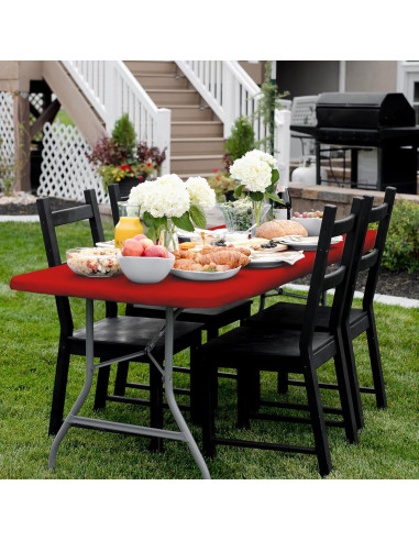 Mantel Ajustado de Poliéster Rojo 243.84x76.2 cm Shamrock Home