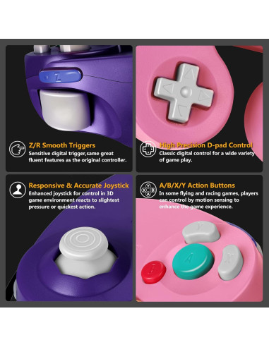 Controlador Gamecube FIOTOK Mejorado con Cable 2 Pack