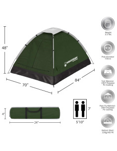 Carpa para 2 Personas Wakeman con Cubierta para Lluvia 2