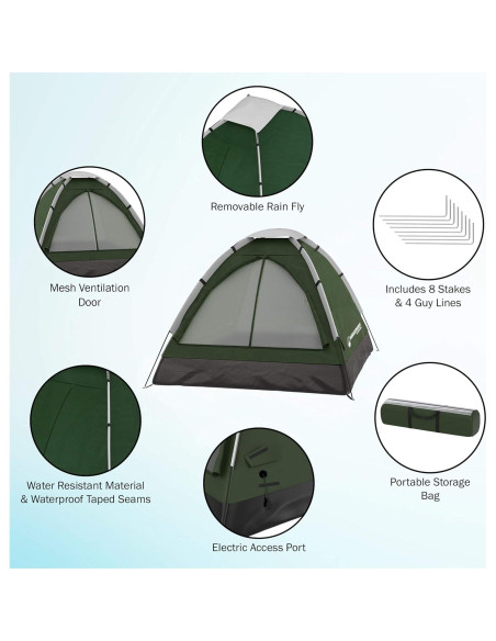 Carpa para 2 Personas Wakeman con Cubierta para Lluvia