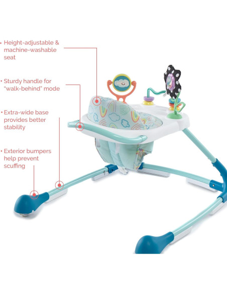 Andador 2-en-1 Kolcraft Tiny Steps para Bebés Nubes y Arcoíris