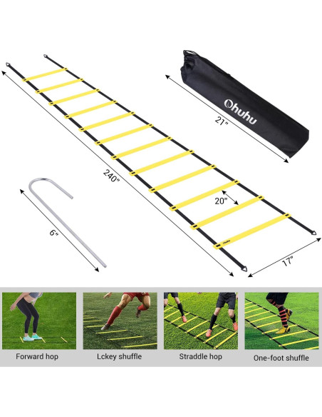 Escalera de Agilidad Ohuhu 12 Peldaños 6,10 m con Bolsa
