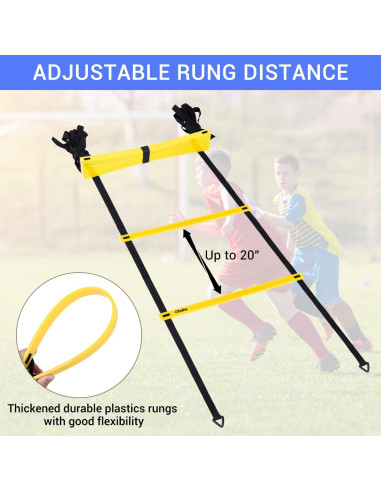 Escalera de Agilidad Ohuhu 12 Peldaños 6,10 m con Bolsa