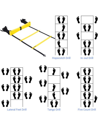 Escalera de Agilidad Ohuhu 12 Peldaños 6,10 m con Bolsa