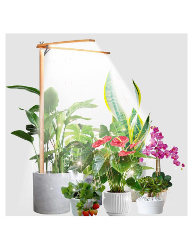 Luz de Crecimiento LED 2 Cabezas Madera Bambú 6000K Interior