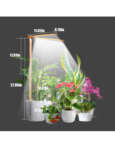 Luz de Crecimiento LED 2 Cabezas Madera Bambú 6000K Interior