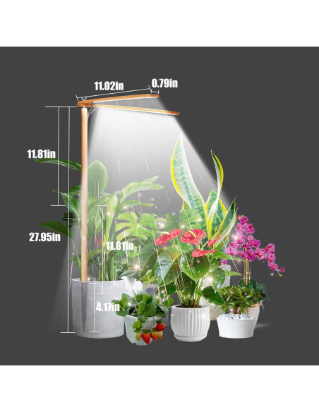 Luz de Crecimiento LED 2 Cabezas Madera Bambú 6000K Interior