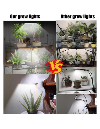 Luz de Crecimiento LED 2 Cabezas Madera Bambú 6000K Interior