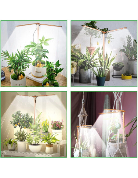 Luz de Crecimiento LED 2 Cabezas Madera Bambú 6000K Interior