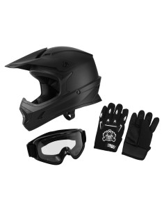 Casco de Motocross XFMT XF-274 para Niños Mediano Negro