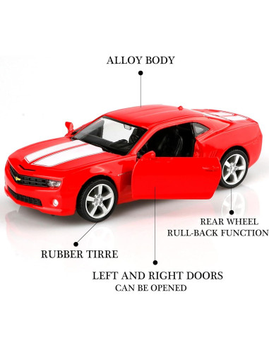 Coche de metal a escala 1/36 TOKAXI Chevy Camaro 2010 rojo
