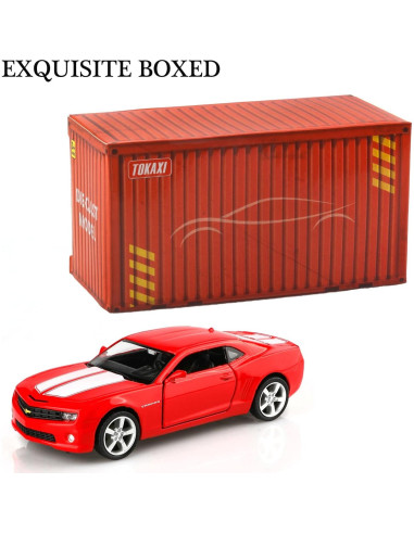 Coche de metal a escala 1/36 TOKAXI Chevy Camaro 2010 rojo