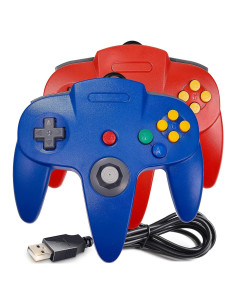 Paquete 2 Controladores USB N64 SAFFUN con Cable 1.80m