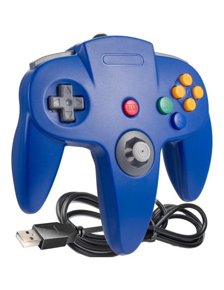 Paquete 2 Controladores USB N64 SAFFUN con Cable 1.80m Paquete 2 Controladores USB N64 SAFFUN con Cable 1.80m