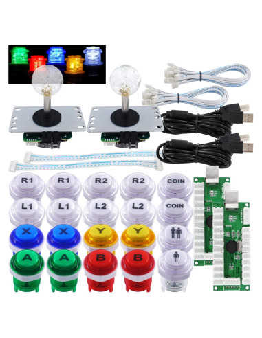 Controlador Arcade SJ@JX 2 Jugadores DIY Botones LED USB