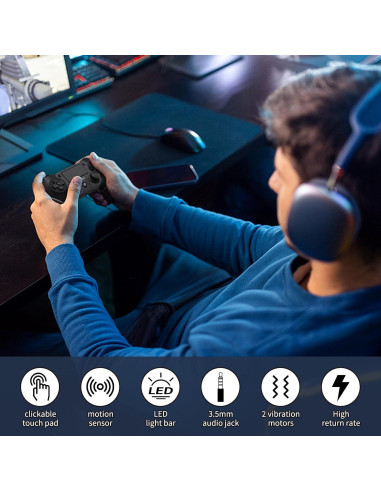 Controlador Inalámbrico PS4 Ubsvaky con Vibración y Audio