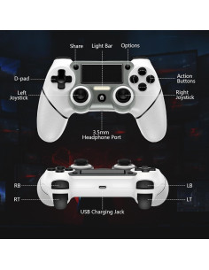 Controlador Inalámbrico Sombbry PS4 Blanco con Vibración 2